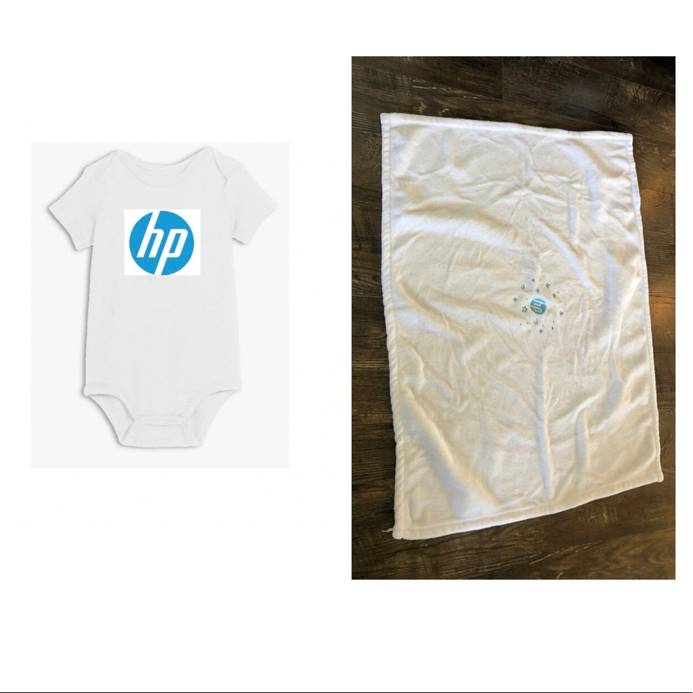 EUC / VGUC HP Baby Onesie and Minkey Blanket